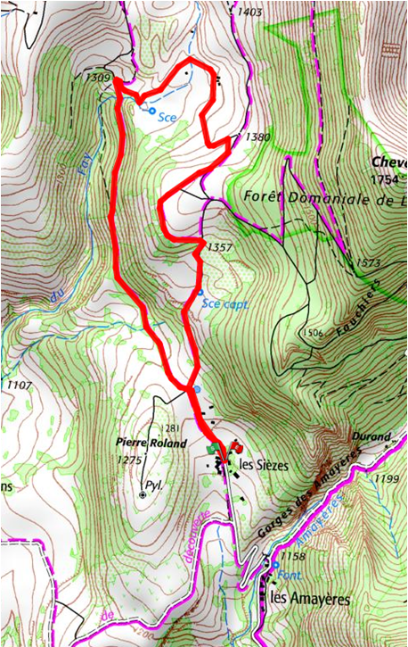 Carte randonnée Les Sièzes